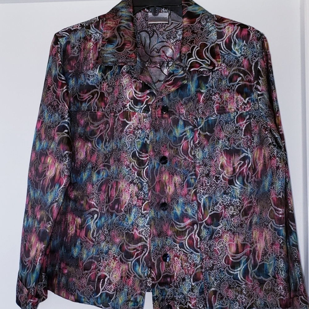 Chico's Metallic Thread Rayon/Silk Jacket vintage